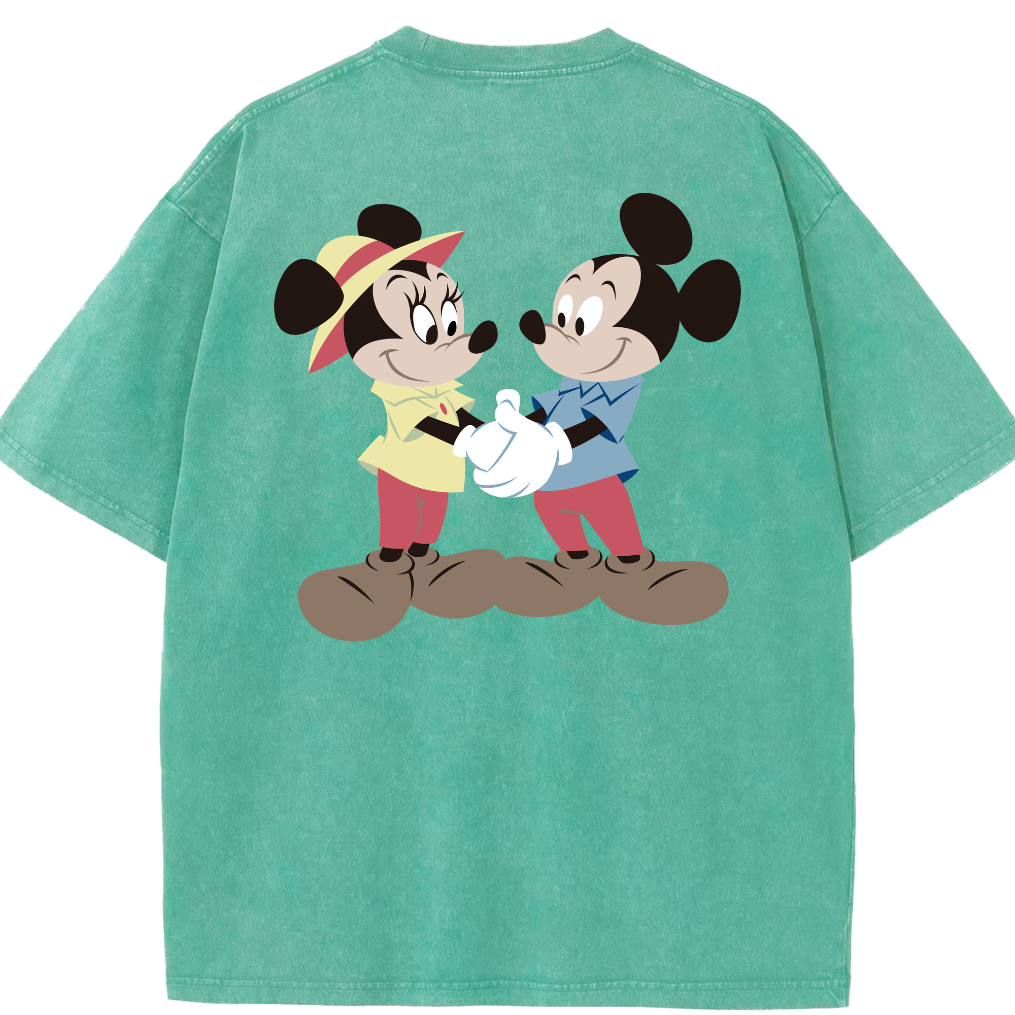 （画像用） ミッキーマウス Mickey Mouse 綿100% ヴィンテージ風 半袖Tシャツ（背面プリント）